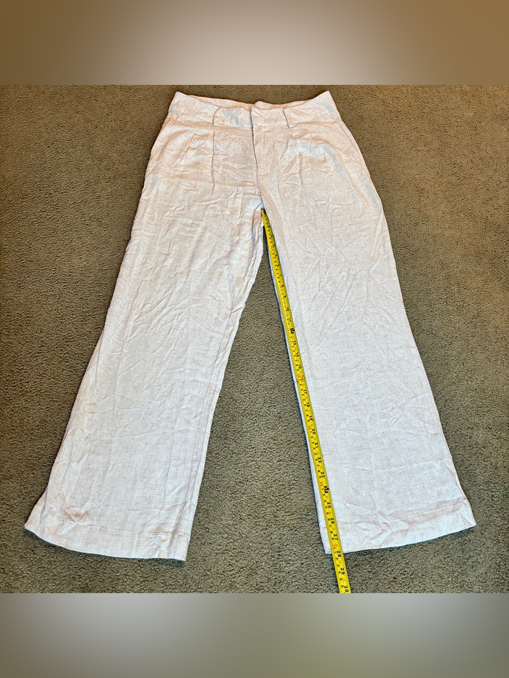 Thread Supply Nwt Wide Leg Trousers Cream Linen Blend Lightweight Dress Pants L — image 2 of 8